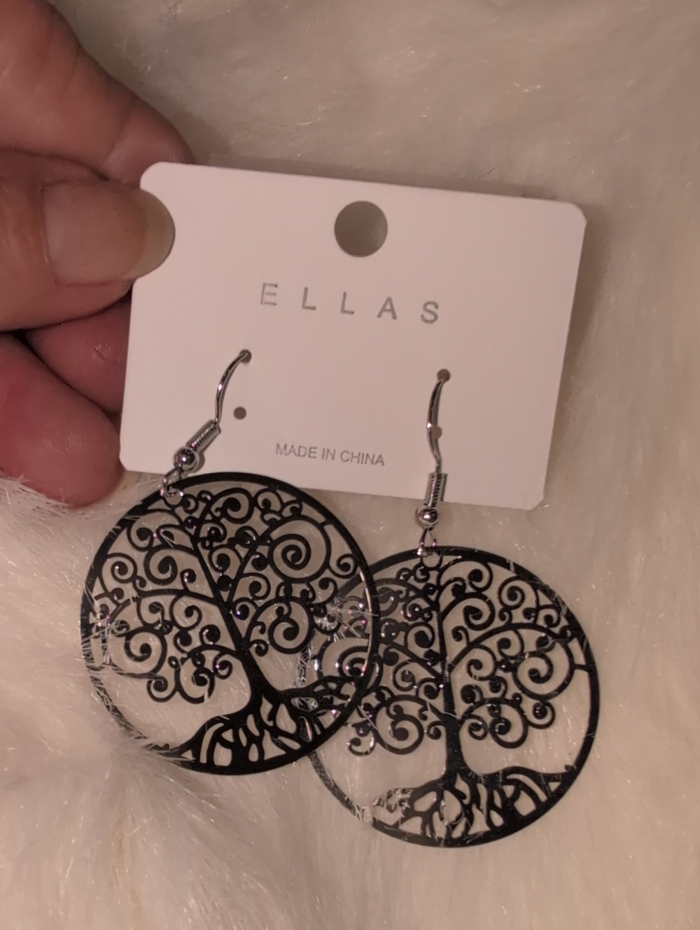 Ella Silver Tone Tree of Life Pierced Filigree Drop Earrings